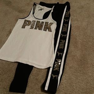 VS Pink yoga Pants set worn once size XS